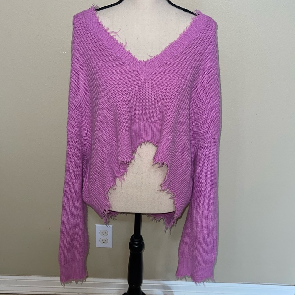 Tobi distressed oversized crop sweater size large